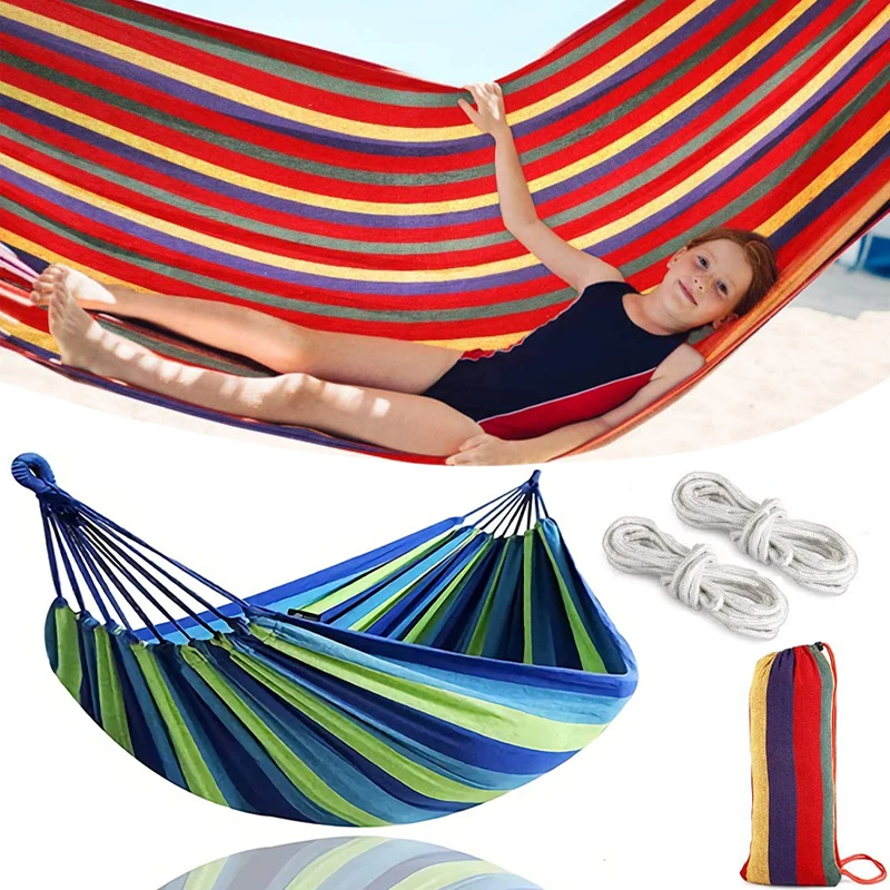 

Outdoor Hammock Single Wide Thick Canvas Hammock Outdoor Camping Portable Garden Hammock Sports Home Travel Camping Swing