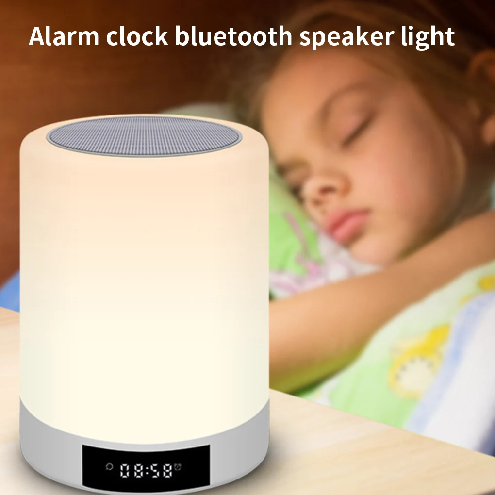 

Mini Speaker LED Display Lighting Colorful Night Light Lamp Wireless Timing Alarm Clock Bluetooth-compatible Timer FM Radio