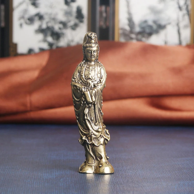 

Antique Copper Buddha Guanyin Bodhisattva Statue Home Decorations Crafts For Living Room Buddha Figurines Ornaments