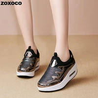 women casual shoes lightweight leather sneakers for womens outdoor sports shoes golden silver air cushion shoes zapatillas mujer