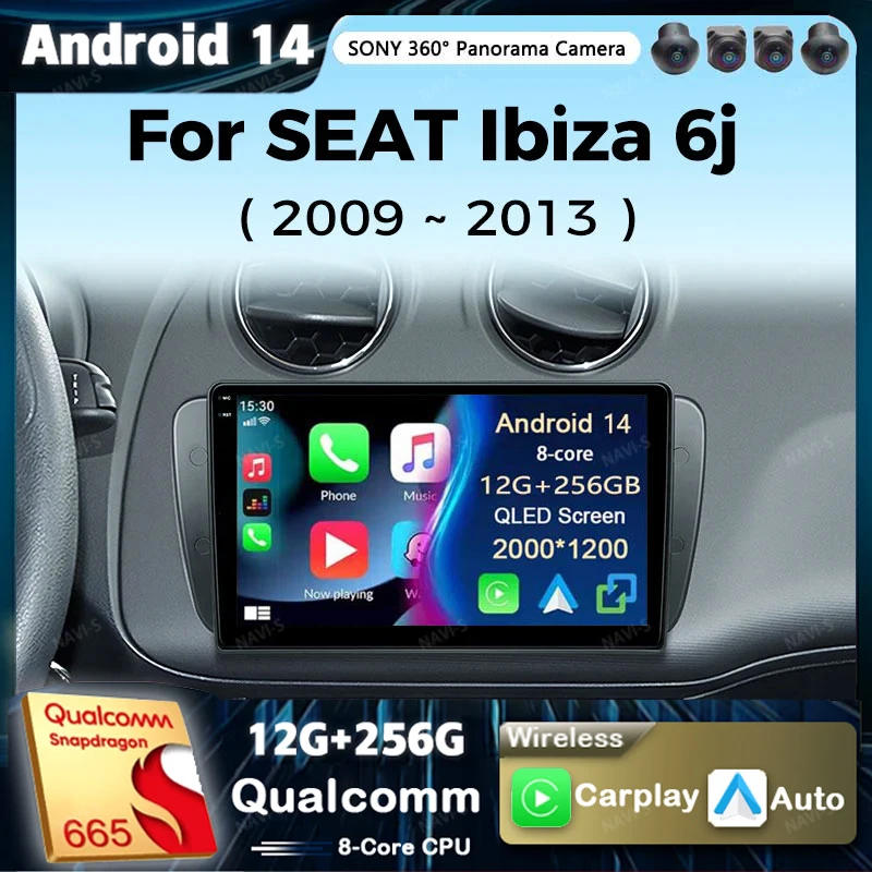 Автомобильный радиоприемник Android 14 мультимедийный плеер для SEAT Ibiza 6j 2009 2010 2011 2012