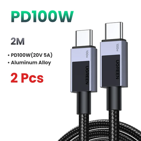 Кабель UGREEN USB C, 100 Вт, быстрая зарядка для Macbook, iPhone 15, Samsung Galaxy S2, Xiaomi, PD, 100 Вт, 5 А