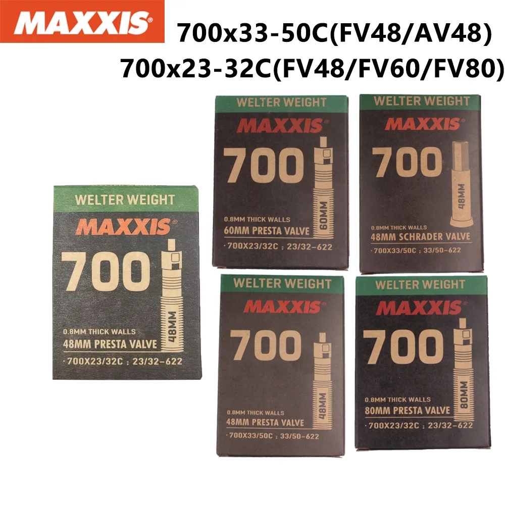 Фото MAXXIS WELTER внутренняя труба для дорожного велосипеда 700x2 3/32C 700x3 3/50C FV48/60/80 мм av48 мм проколостойкая труба для дорожного велосипеда №1