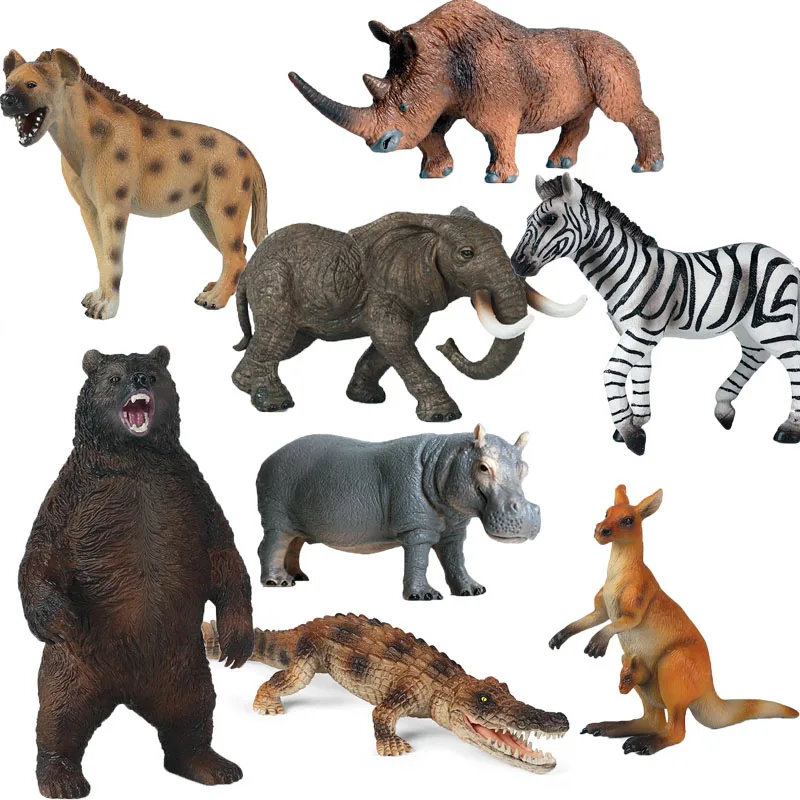

Oenux Simulation New Wild Animals Figurines Kangaroo Crocodile Elephant Bear Zebra Model Action Figures Kids Education Gift Toy