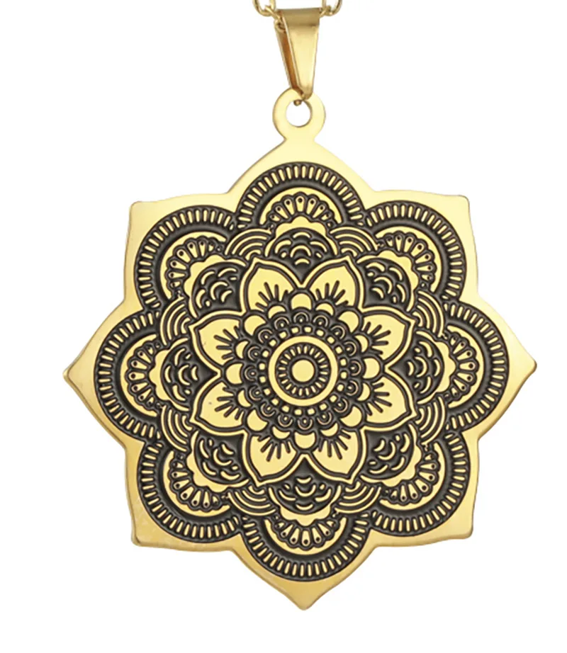 

Vintage Buddhism Mandala Yoga Pendant OM Necklace Religious Geometry Meditation Amulet Stainless Steel Jewelry