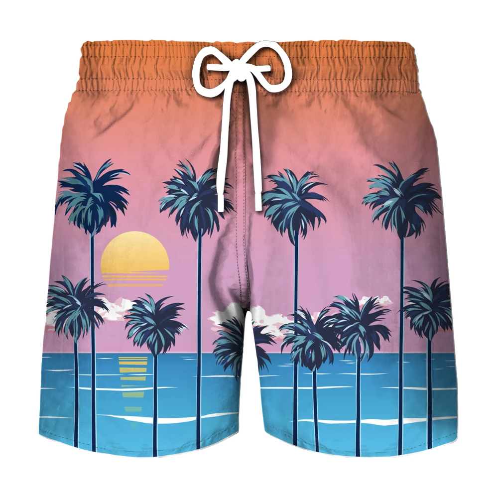 

Hawaii Holiday Casual Beach Shorts For Men 3D Coconut Tree Fashion Printed Boy Children Swim Pants Summer Sports Surffing Shorts