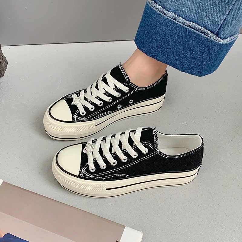 

Women's Sports Shoes Canvas Shoes Women's 2022 New Korean Version Hundred Set of Muffin Thick-soled Student Ins Tide Work Shoes