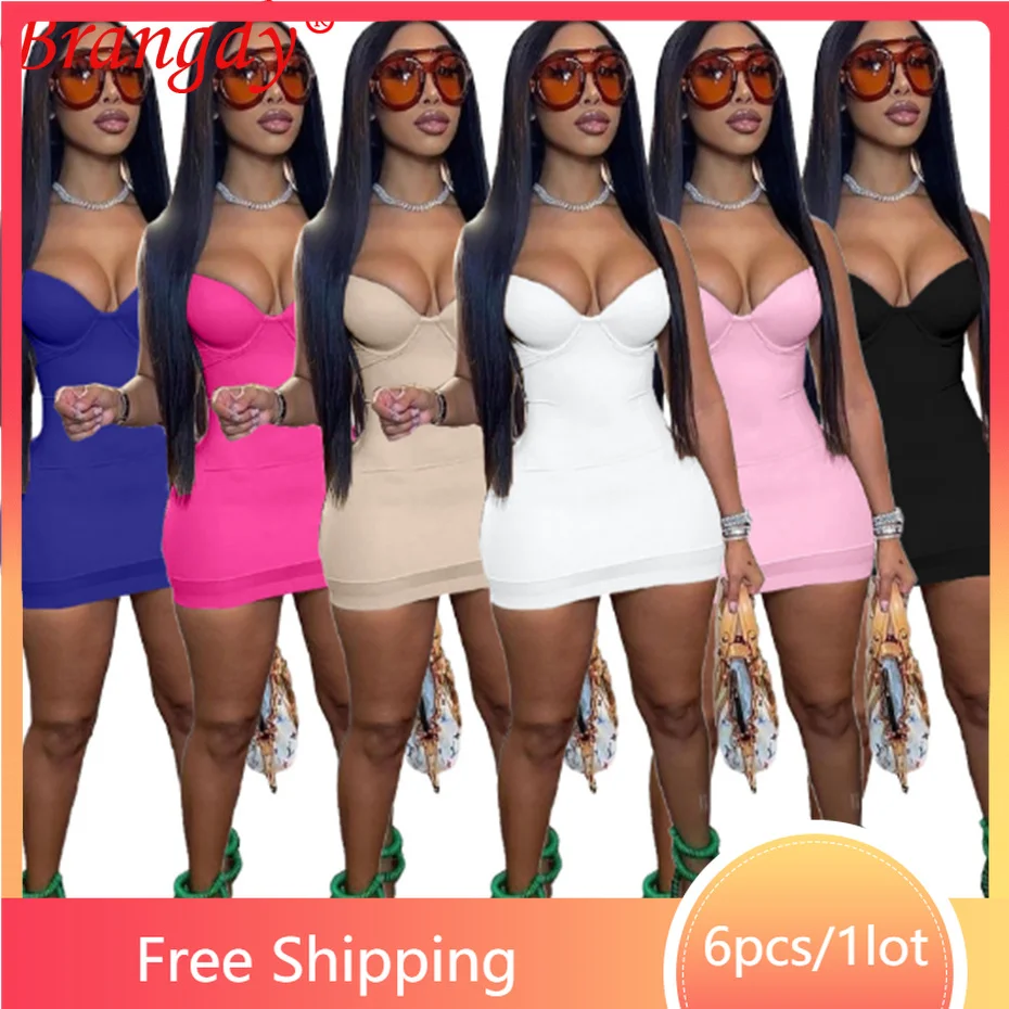 

2022 летние платья для женщин сексуальная кофта без рукавов облегающая одежда Y2k модная Мини Клубная одежда выше колена B8875