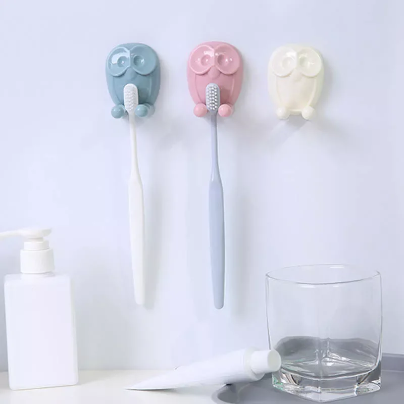 

Self Adhesive Multifunction Socket Plug Storage Hanger Wall Mounted Toothbrush Holder Bathroom Accessory Owl Shape Cute Cartoon