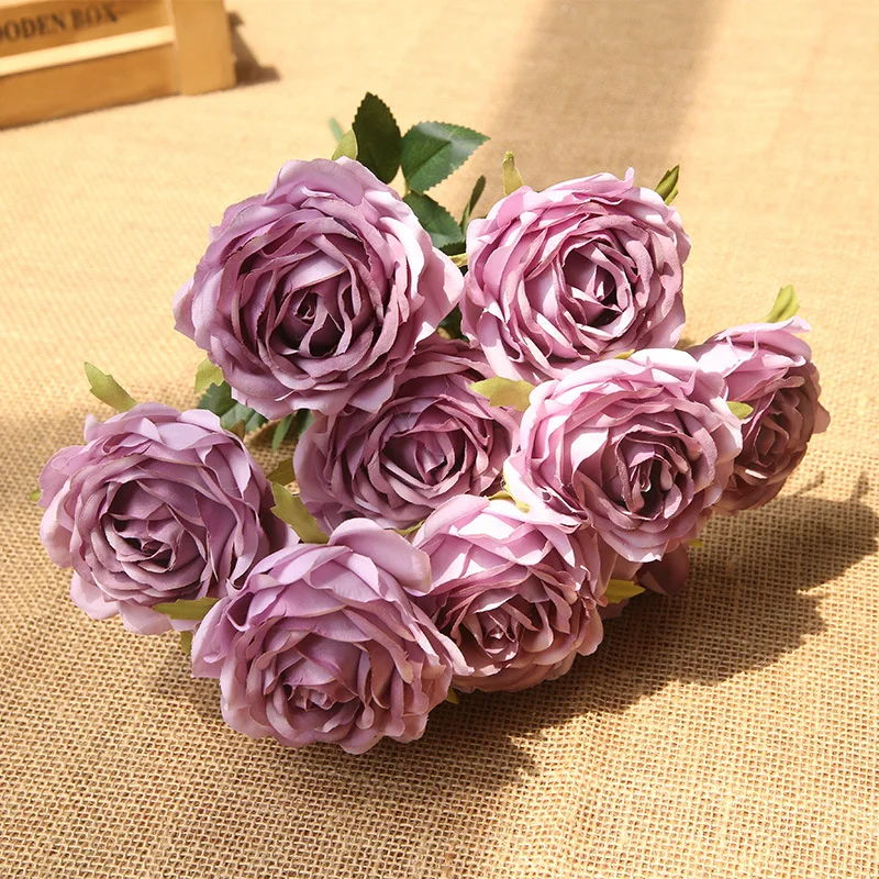 

Artificial Silk Melaleuca Rose Bouquet Wedding Bride Holding Flower Valentine's Day Gift Photography Props Home Garden Decor
