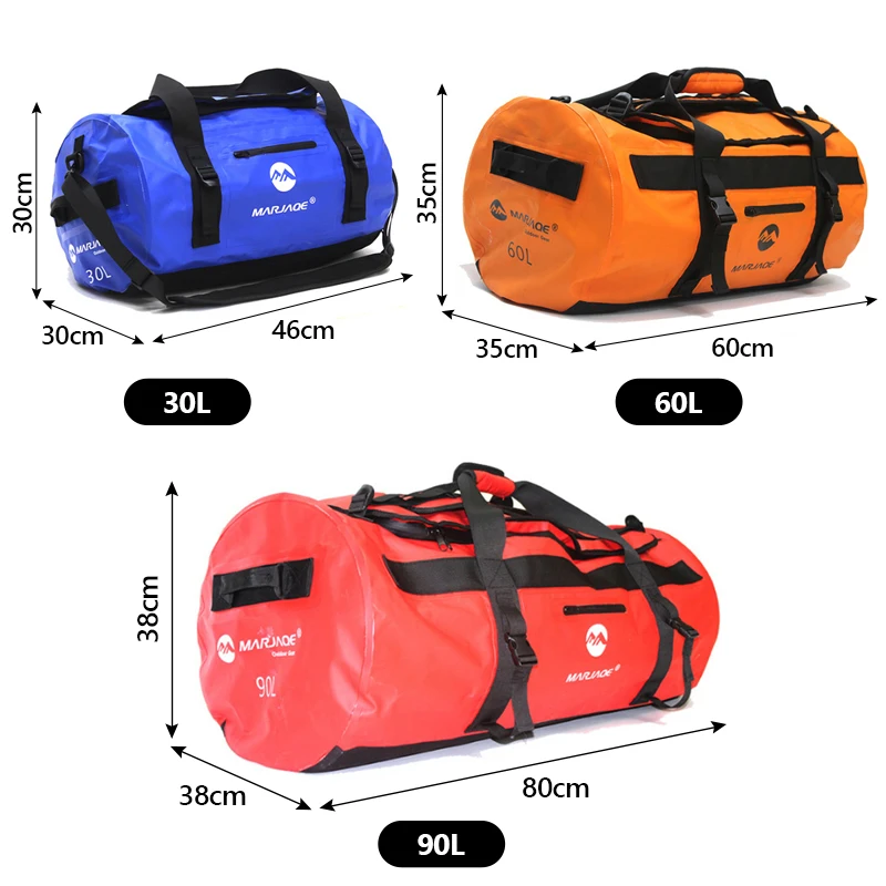 Waterproof Dry Bag 30L-90L Kayaking Bag Beach Rafting Duffel Tote Motorcycle Saddle Luggage Travel Storage Camping Swimming Pack