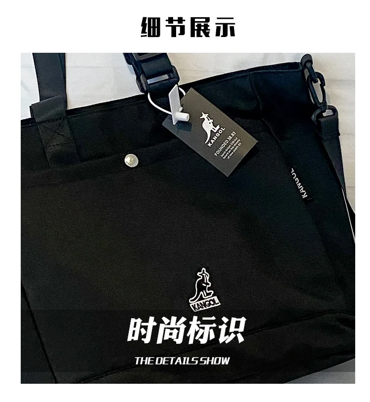 KANGOL Shoulder Bag Nylon Waterproof Crossbody Bags for Men and Women Large Capacity One Shoulder Commuting Zipper Tote Bag