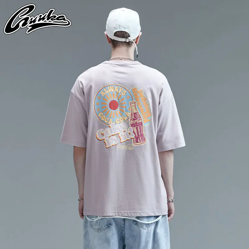 

Coca-Cola Summer 2022 Fashion New Comfortable Loose Versatile Couple Sports Printed Five-point Sleeve T-Shirt Plus Size