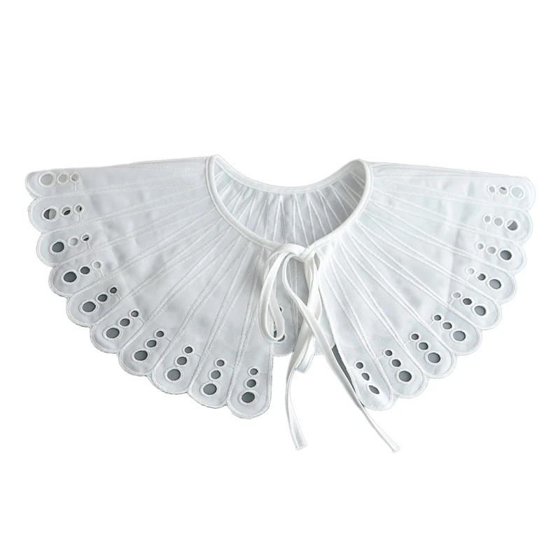 

Women Petal Shape Faux Collar Shawl Hollow Out Feather White Scarf Cape