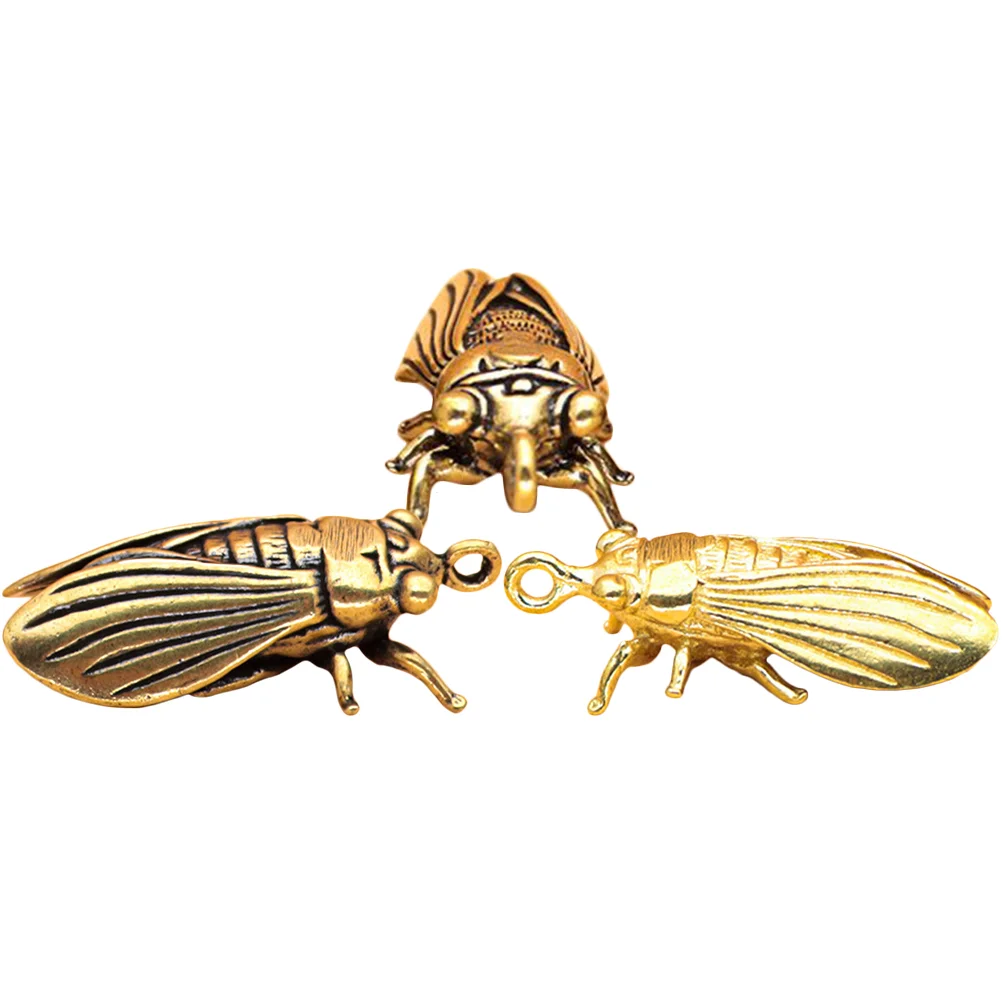 

Cicada Brass Charms Jewelry Keychain Decoration Ornament Chinese Desktop Pendant Figurine Bulk Findings Cicala Figurines