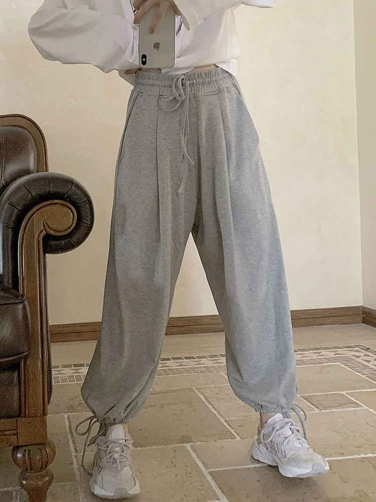 

HOUZHOU Gray Sweatpants Joggers Women Harajuku Korean Fashion High Waist Harem Pants Female Preppy Casual Basic Loose Trousers