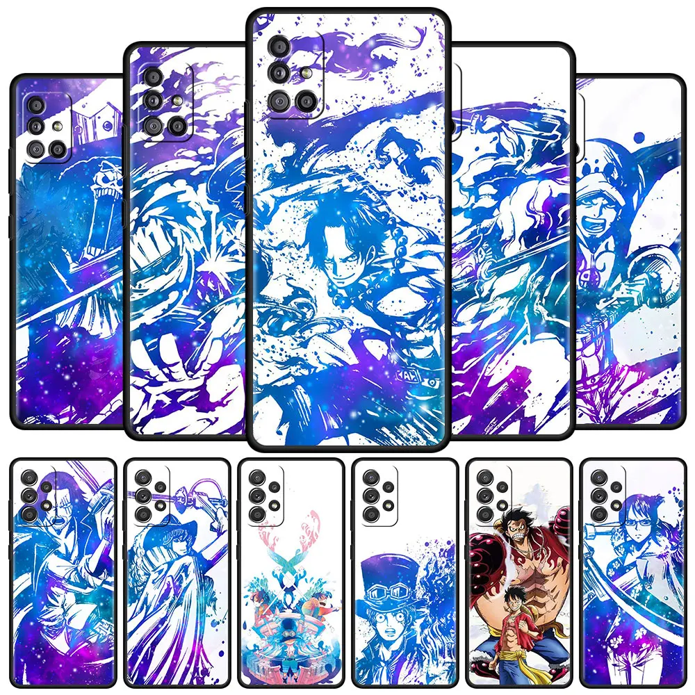 

Black Celular Case For Samsung Galaxy A51 A52 A71 A21s A12 A72 A50 A31 SmartPhone Estuche Funda A22 A02s Sac One Piece Painted