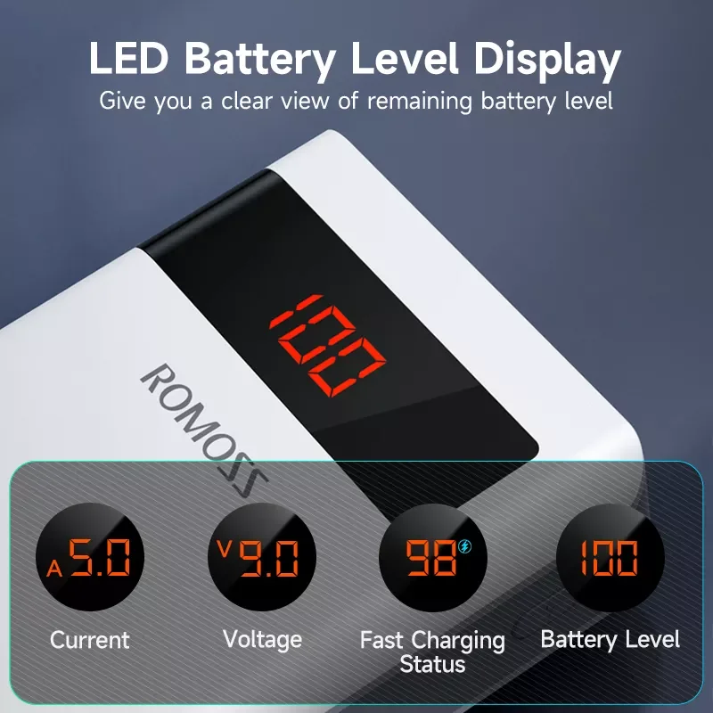 Romoss Power Bank 30000mAh Fast Charge PD 30W Poverbank Portable Charger External Battery 30000 mAh Powerbank For iPhone Xiaomi