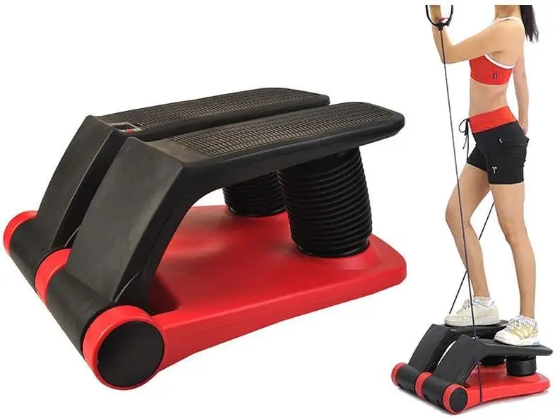

Fitness Stair Stepper Portable Twist Stair Stepper Adjustable Resistance Fitness Exercise Machine with Resistance Bands LCD Disp