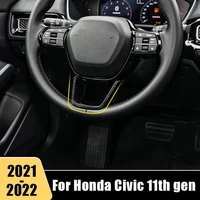 stainless for honda civic 11th gen 2021 2022 car steering wheel cover trim decoration sticker interior protective accessories