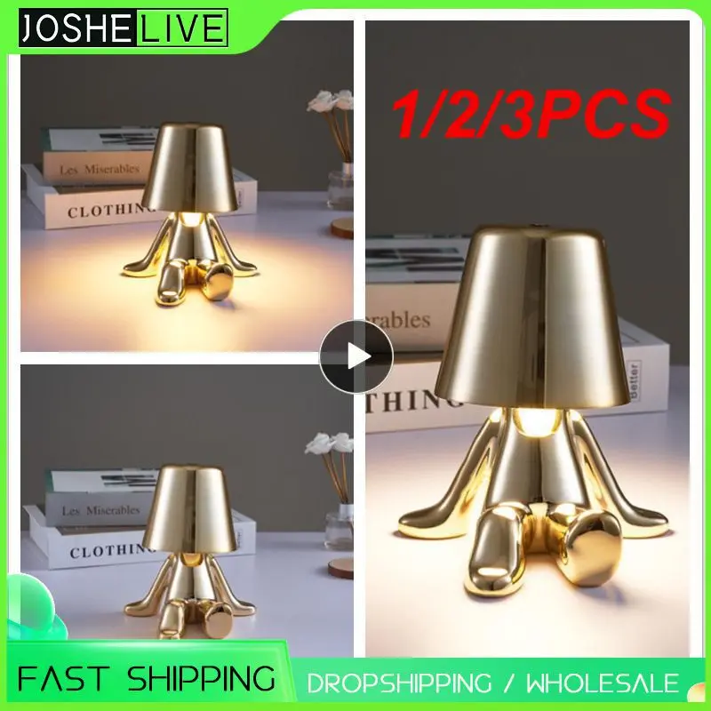 

1/2/3PCS Italy Little Golden Man Table Lamp Touch Switch LED Night Light Coffee Shop Bar Bedroom Decor Reading Lamp Mother's Day