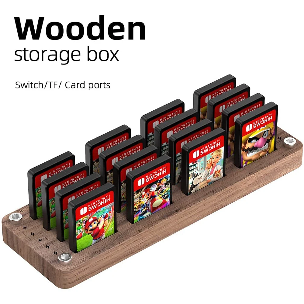 for Nintendo Switch Game Card Storage Wooden Case Switch OLED lite MiniGame Card Holder Storage Box TF Card Accessories