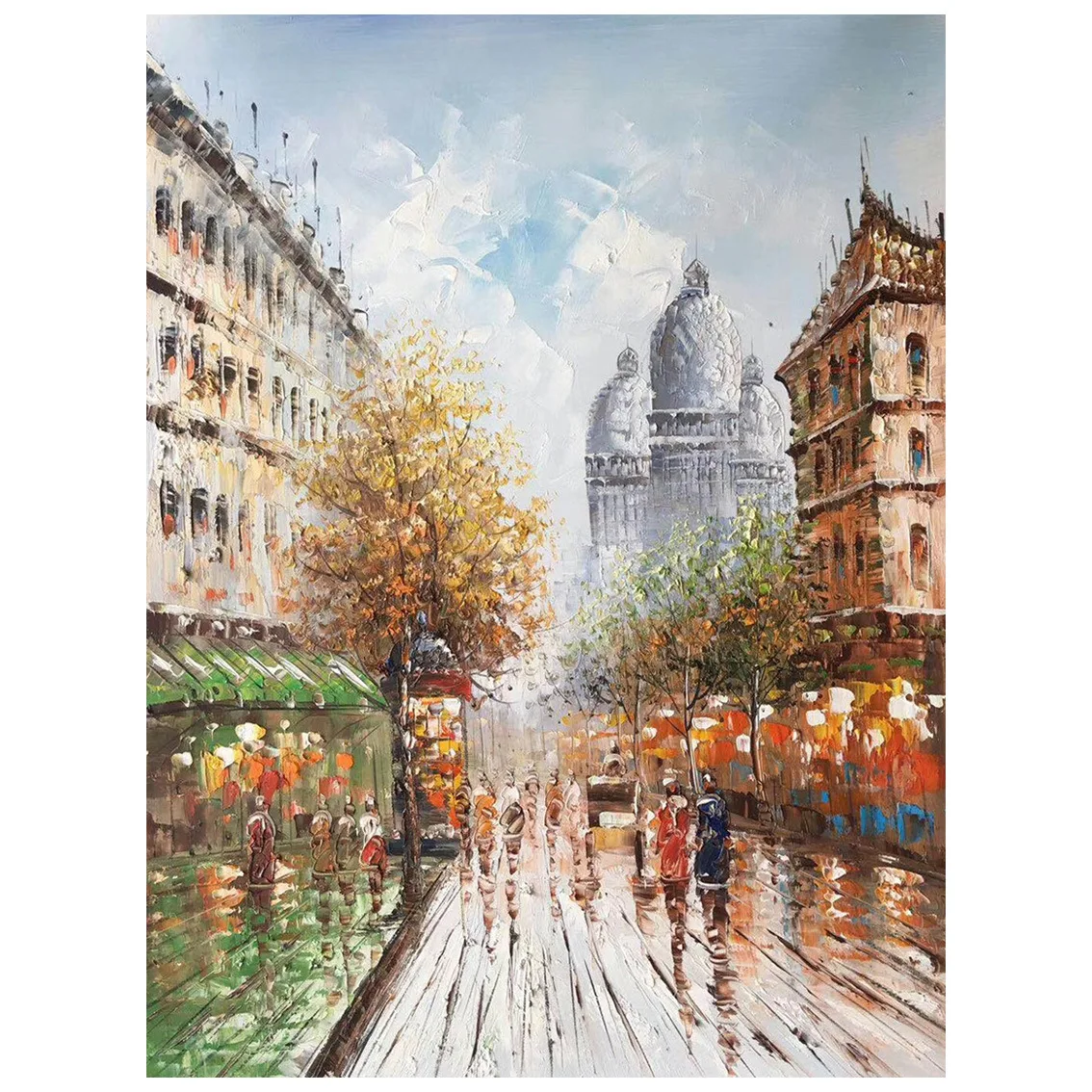 

Canvas Art Abstract Oil Painting Paris Street Hand Painted Landscape Wall Decor For Hotel Restaurant Living Room Decoration