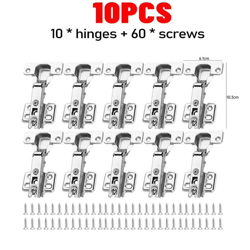 

1/10 шт., дверные петли из нержавеющей стали, буферные петли для кухонного шкафа, скрытые петли с винтами, инструменты для мебельной фурнитуры