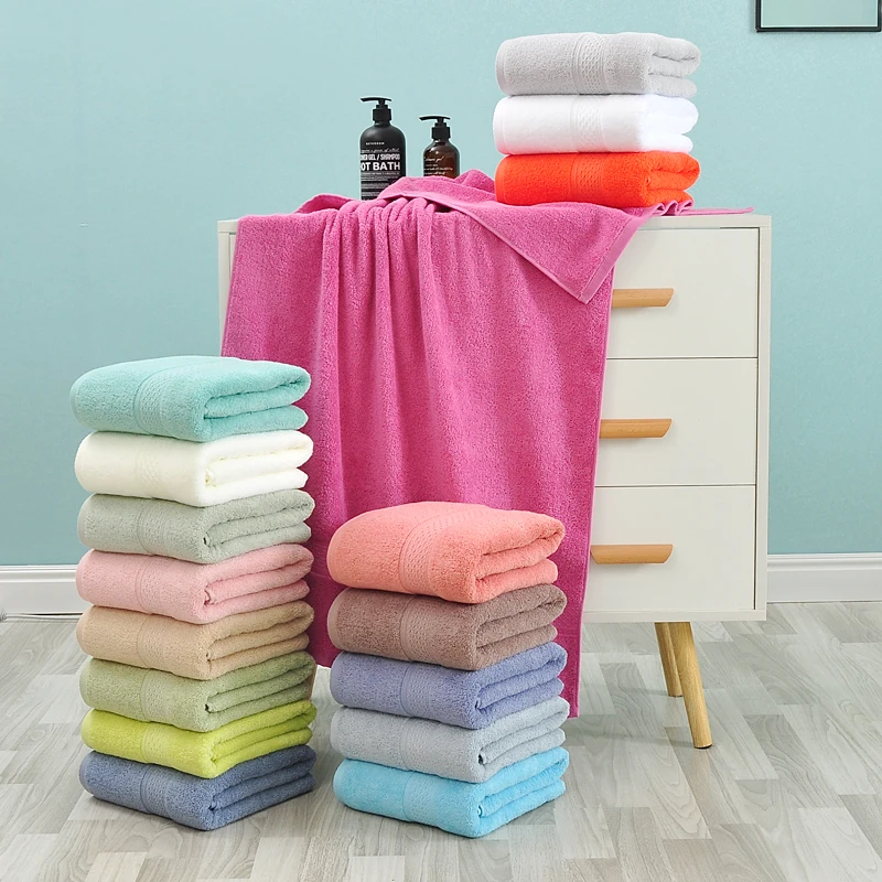 

100% Cotton High Quality Face Towels Set Bathroom Soft Feel Highly Absorbent Shower Hotel Bath Towel 17color kerchief 70*140cm