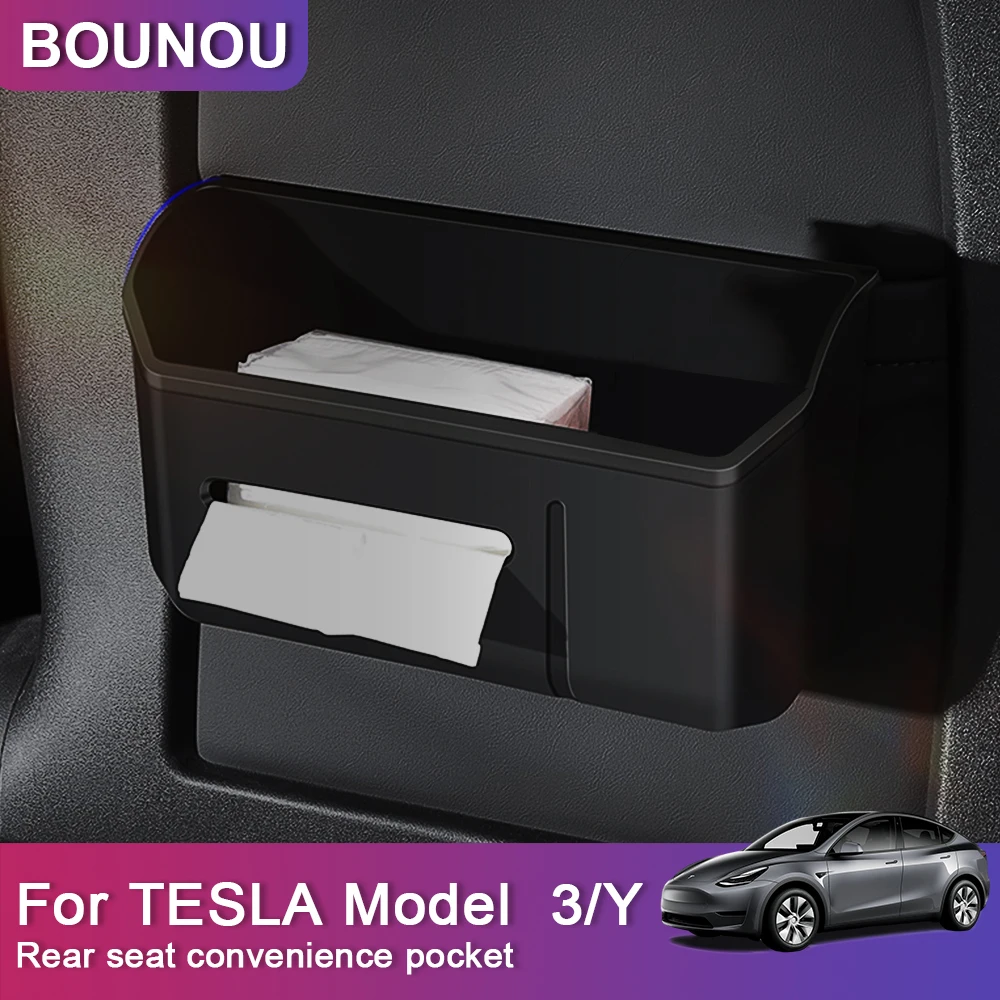 

Bounou For Tesla Model 3 Y X Car Storage Box Seat Back Car Accessories Automotive Goods Stowing Tidying Tissue Boxes