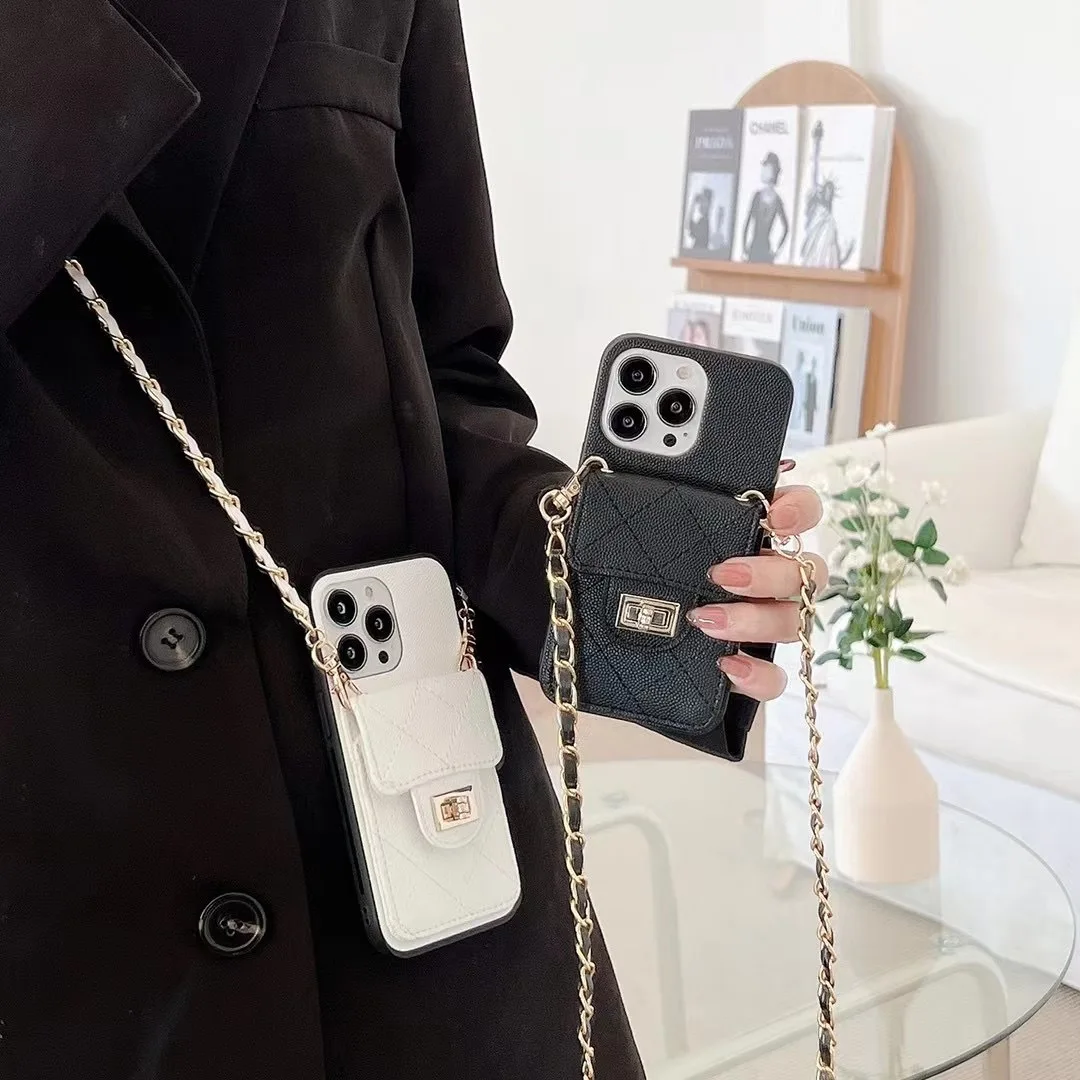 Luxury Crossbody Phone Case for iPhone 14 Pro 12 13 11 XS Max X XR 7 8 Plus Fashion Shoulder Lanyard Leather Wallet Soft Cover