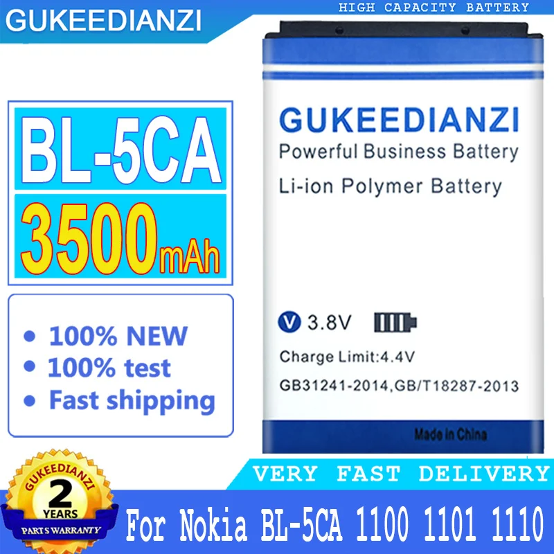 

Bateria 3500mAh High Capacity Battery BL-5CA For Nokia C2-01 C2-02 C2-03 C2-06 X2-01 5130 XpressMusic 6230i 1108 1110 1112 1116