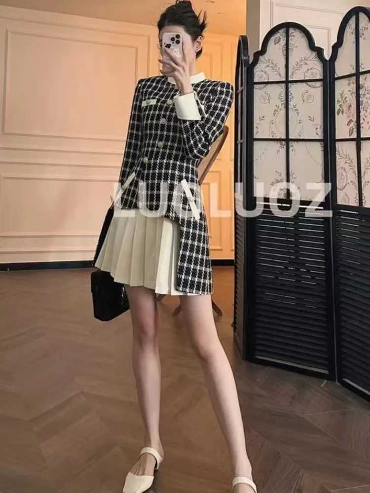 Модное дизайнерское твидовое платье для женщин осень-зима новое шикарное во