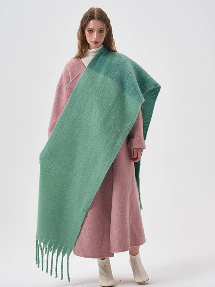 Зимний Простой цветной блокирующий мягкий плюшевый шарф 2023 утолщенный