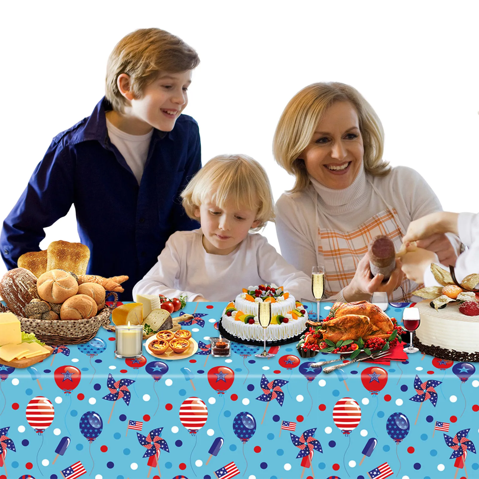 

4.5x9ft Independence Day Tablecloth Patriotic Decorations 4th Of July Table Cover Waterproof & Oil-resistant Table Cloths For