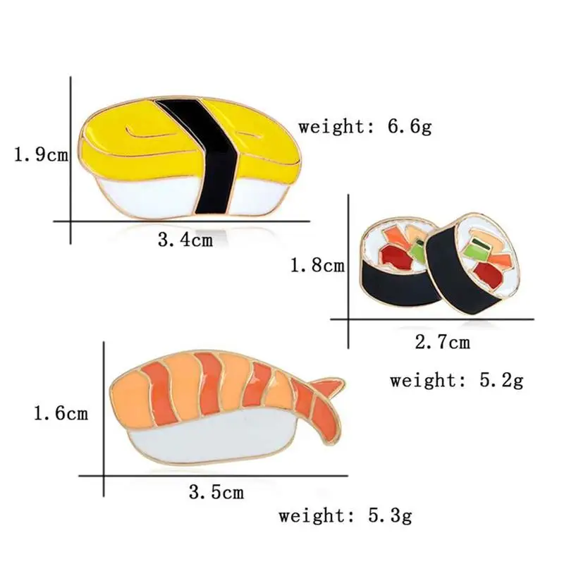 3PCS Enamel Pins Cartoon Japanese Sushi Brooch Set Button Pin Denim Jacket Backpack T-shirt Collar Lapel Pin images - 6