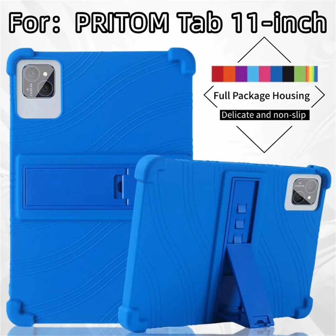 Фото Для PRITOM Tab 11/12 10,1 дюйма, противоударный силиконовый чехол с многоугольной подставкой, защита всего тела, моющийся, несколько цветов №1
