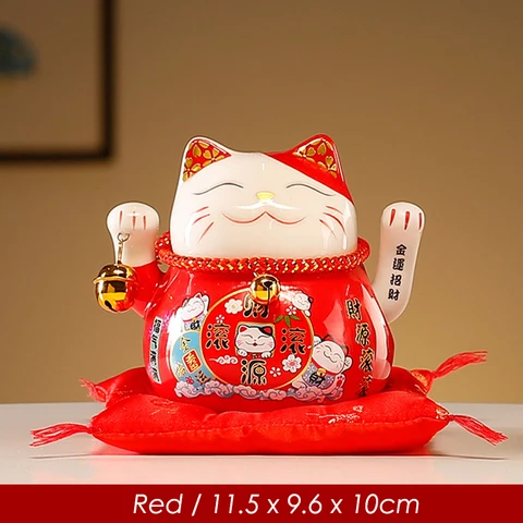 4,5-дюймовый керамический счастливый кот с машущей рукой, кот удачи на батарейках, Манеки Неко, украшение дома, с подарочной коробкой