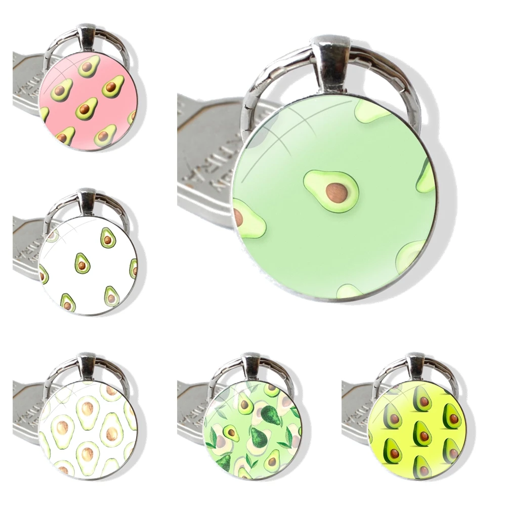 

Брелок для ключей ручной работы, модный Креативный дизайн мультяшный тропический фрукт, авокадо, стекло, кабошон, подвеска для автомобиля