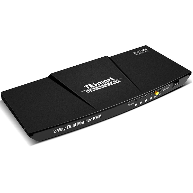 

4K@60Hz Support Hot Plug USB 2.0 EDID Emulators 4x2 Dual Monitor KVM Switch