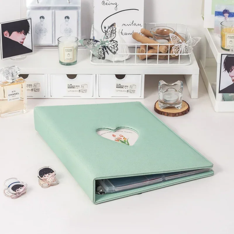 Сердце 3X3 9Grid A4 Папка для фотокарт из искусственной кожи 3-дюймовый держатель