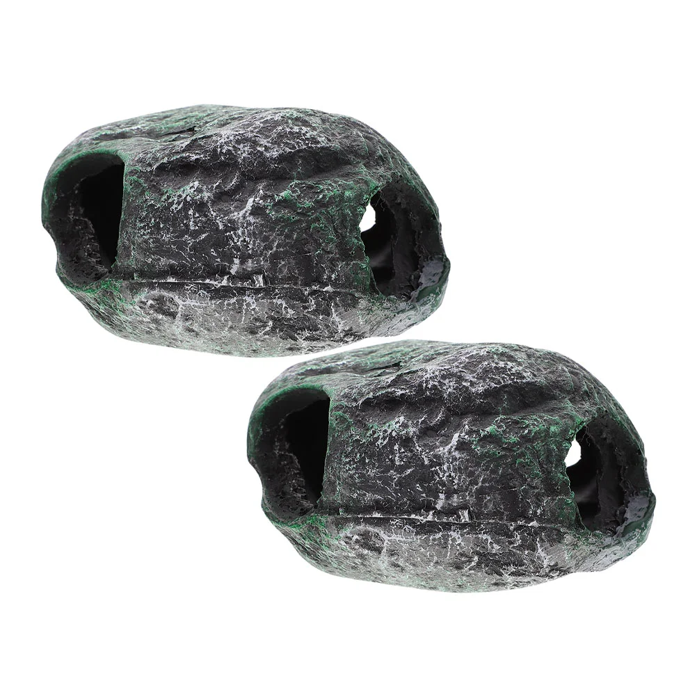 

2Pcs Desktop Aquarium Decors Household Aquarium Caves Fish Cave Ornaments Lizard Tank Accessories