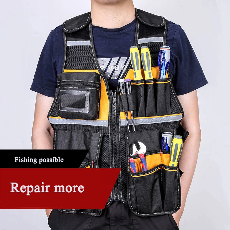 Maintenance Electrician's Tool Bag Pouch Multifunctional Overalls Work Kit Professional High-quality Thickened Canvas Vest Tools