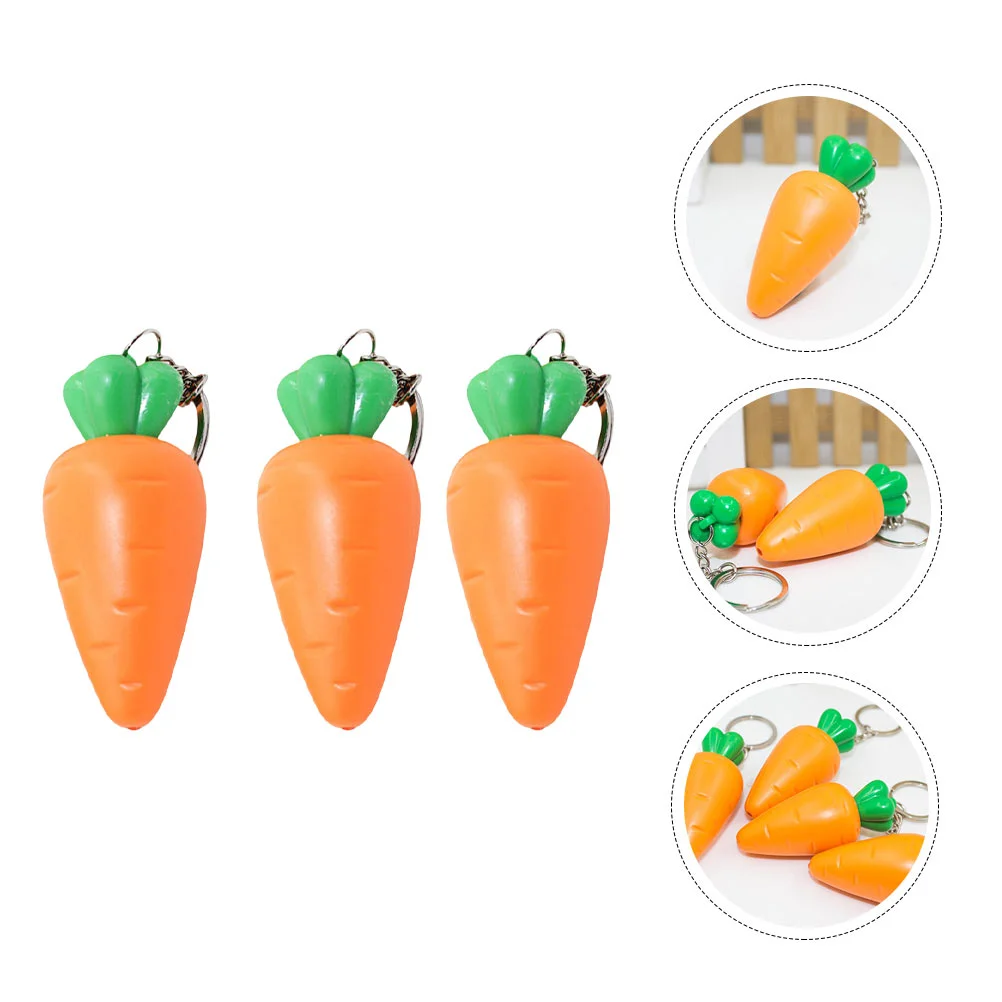 

3pcs Mini Carrot Keyring Light with Sound Carrot Keychain LED Light for Gift