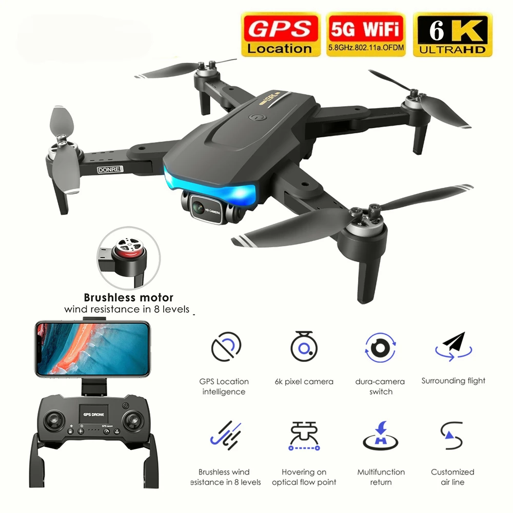

GPS 5G LS38 Drone 6K HD Dual Camera WiFi FPV Professional Aerial Photography Fold Quadcopter Brushless Motor RC Helicopter Dron
