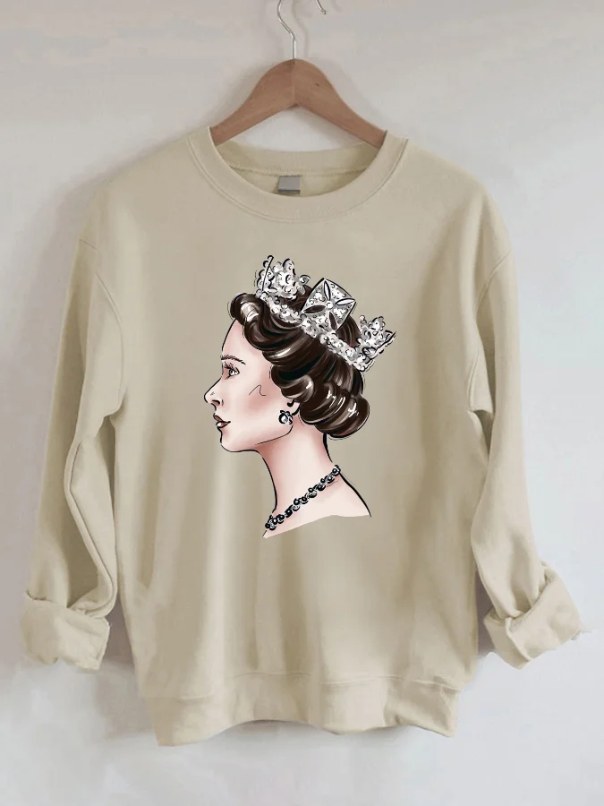 

Queen Elizabeth Casual O-neck Sweatshirt