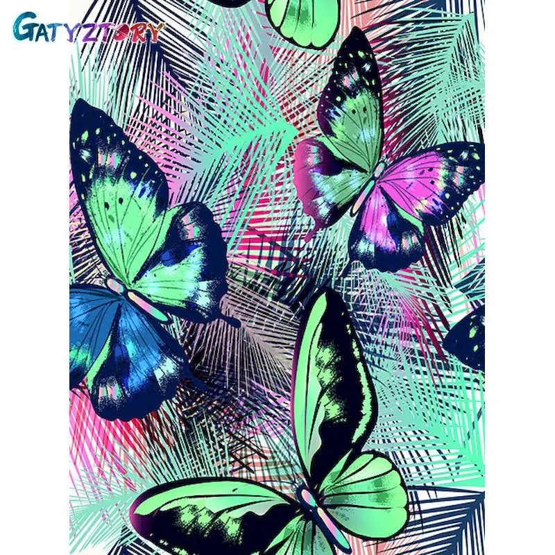 

GATYZTORY Picture By Number Butterfly Gift Drawing zero based On Canvas Painting By Numbers Animals Home Decoration DIY Frame