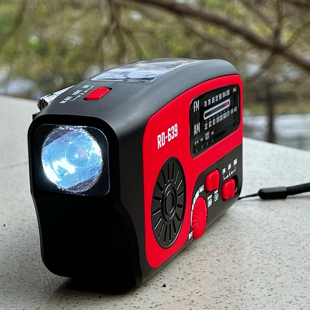 portable radio hand crank am fm emergency reading lamp flashlight solar charging 1200mah power bank for cell phone free global shipping