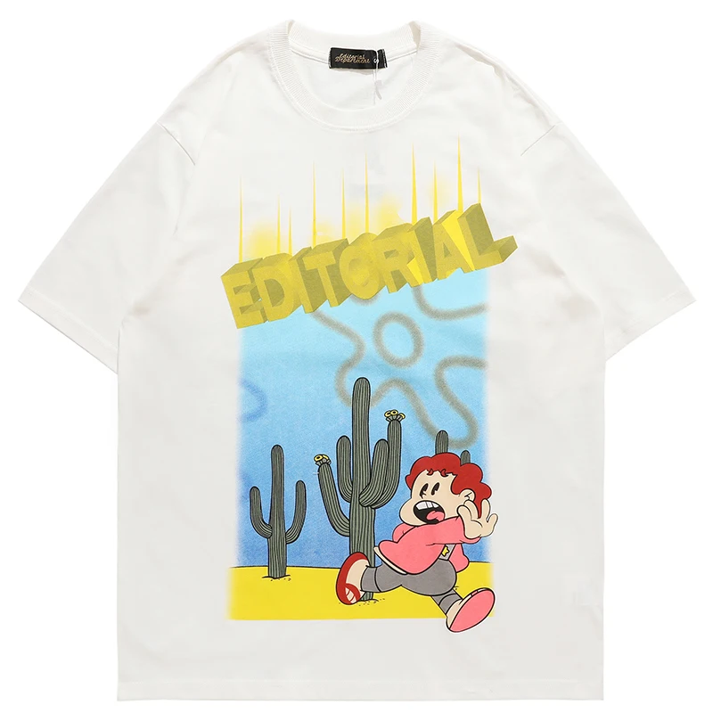 

2022 Men Hip Hop Streetwear Oversize Anime Seabed Graphic T Shirt Cotton Loose Summer Short Sleeve Tshirt Harajuku Tops