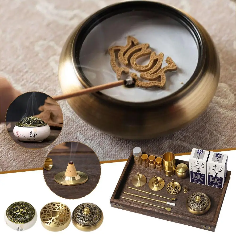 

1 Set Brass Incense Set Wax Melt Incense Burner Home Portable Hand Fragrance Powder Making Incense Burner Seal Moulding Tools
